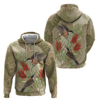 Australia Eastern Spinebill Hoodie Aussie Honeyeater Bottlebrush Indigenous Art - Aussie Hoodie