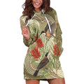 Australia Eastern Spinebill Hoodie Dress Aussie Honeyeater Bottlebrush Indigenous Art - Aussie Hoodie
