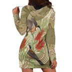 Australia Eastern Spinebill Hoodie Dress Aussie Honeyeater Bottlebrush Indigenous Art - Aussie Hoodie