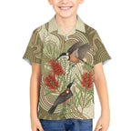 Australia Eastern Spinebill Kid Hawaiian Shirt Aussie Honeyeater Bottlebrush Indigenous Art - Aussie Hoodie