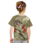 Australia Eastern Spinebill Kid T Shirt Aussie Honeyeater Bottlebrush Indigenous Art - Aussie Hoodie