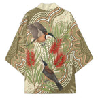 Australia Eastern Spinebill Kimono Aussie Honeyeater Bottlebrush Indigenous Art - Aussie Hoodie
