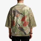 Australia Eastern Spinebill Kimono Aussie Honeyeater Bottlebrush Indigenous Art - Aussie Hoodie