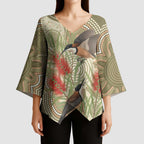 Australia Eastern Spinebill Kimono Sleeve Blouse Aussie Honeyeater Bottlebrush Indigenous Art - Aussie Hoodie