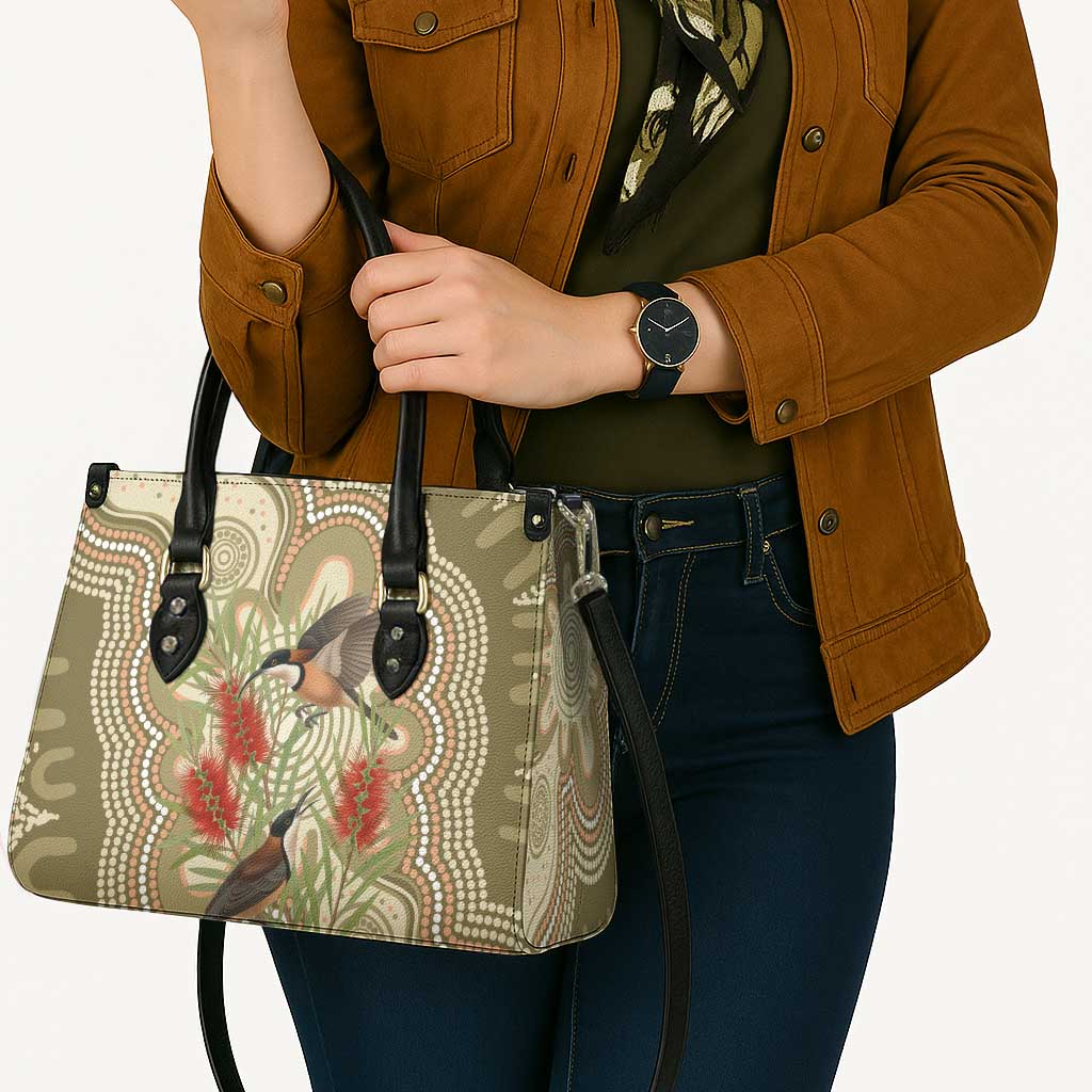 Australia Eastern Spinebill Leather Bag Aussie Honeyeater Bottlebrush Indigenous Art - Aussie Hoodie