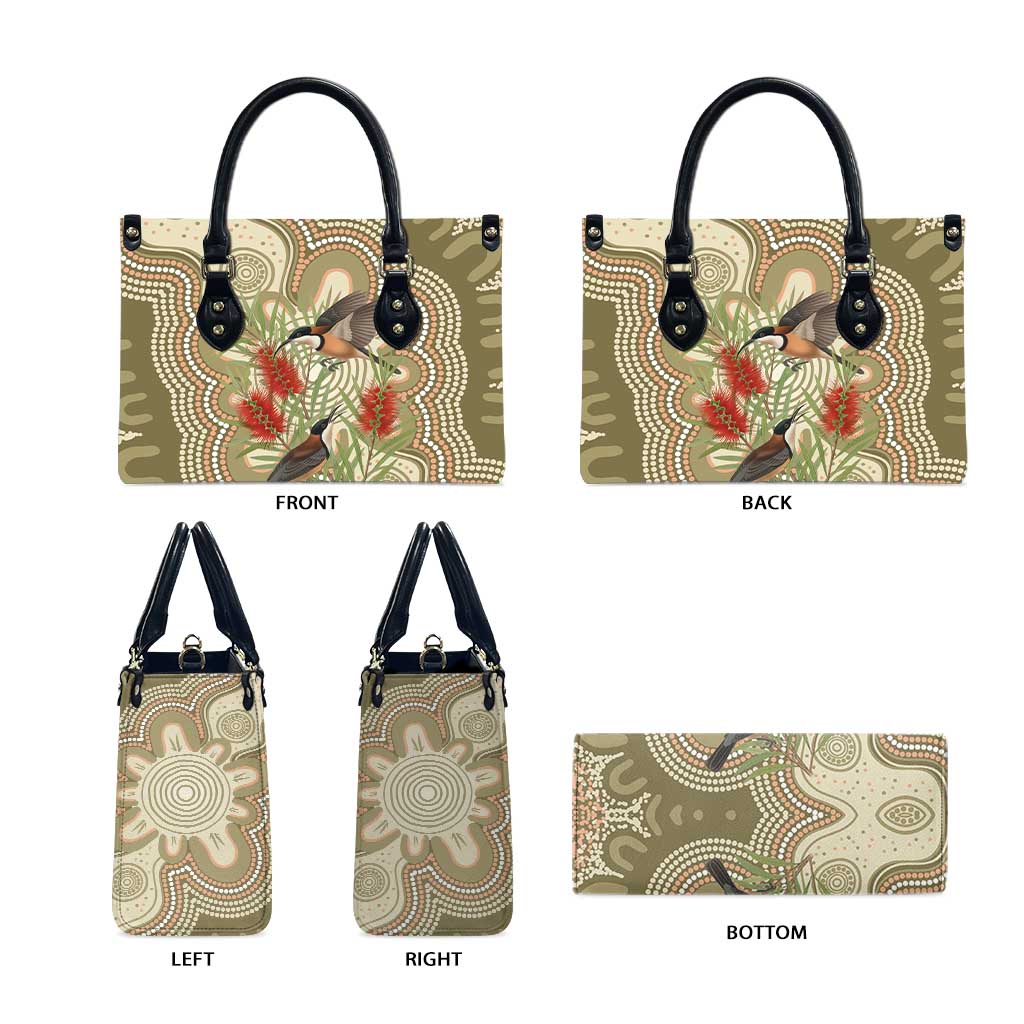 Australia Eastern Spinebill Leather Bag Aussie Honeyeater Bottlebrush Indigenous Art - Aussie Hoodie
