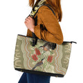 Australia Eastern Spinebill Leather Tote Bag Aussie Honeyeater Bottlebrush Indigenous Art - Aussie Hoodie