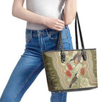 Australia Eastern Spinebill Leather Tote Bag Aussie Honeyeater Bottlebrush Indigenous Art - Aussie Hoodie