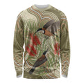 Australia Eastern Spinebill Long Sleeve Shirt Aussie Honeyeater Bottlebrush Indigenous Art - Aussie Hoodie