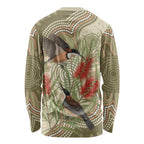 Australia Eastern Spinebill Long Sleeve Shirt Aussie Honeyeater Bottlebrush Indigenous Art - Aussie Hoodie