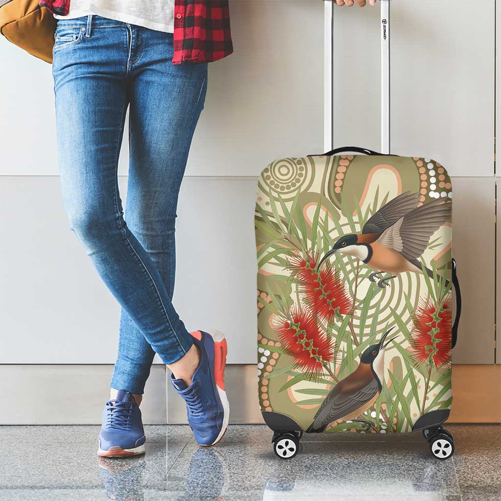 Australia Eastern Spinebill Luggage Cover Aussie Honeyeater Bottlebrush Indigenous Art - Aussie Hoodie