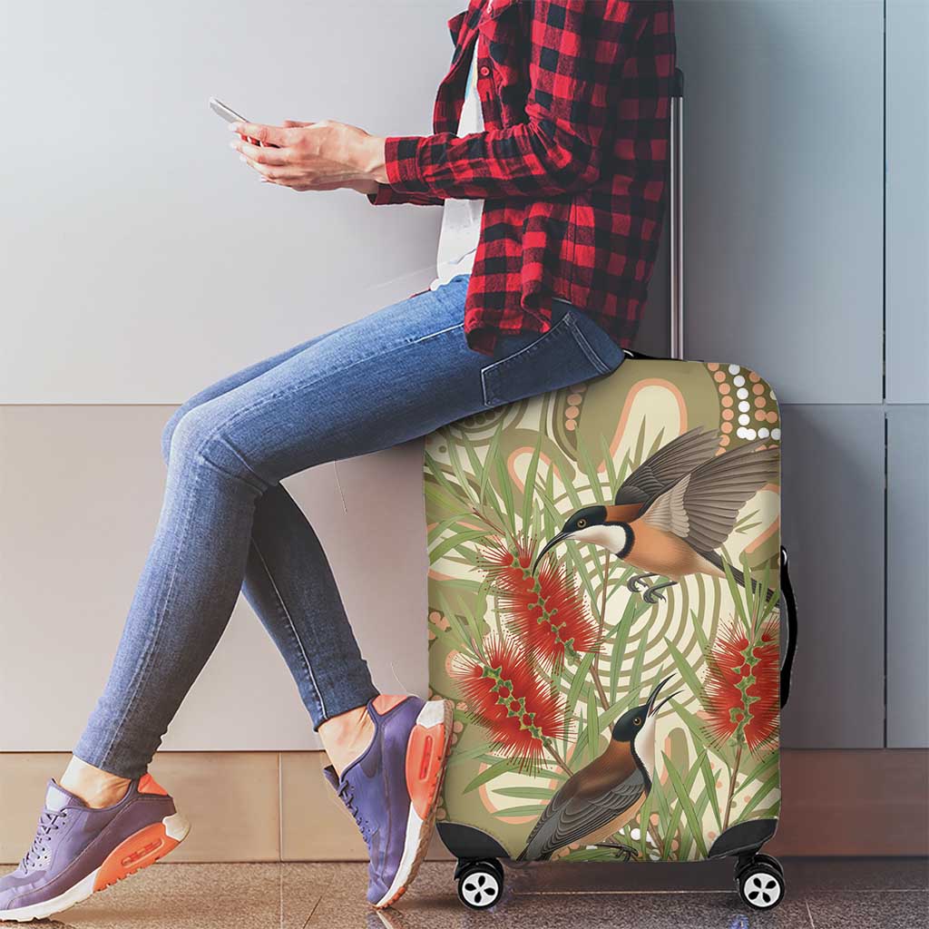 Australia Eastern Spinebill Luggage Cover Aussie Honeyeater Bottlebrush Indigenous Art - Aussie Hoodie