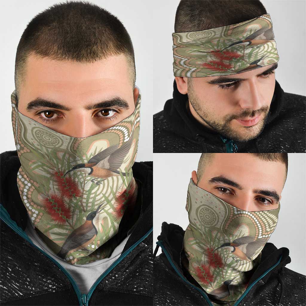 Australia Eastern Spinebill Neck Gaiter Aussie Honeyeater Bottlebrush Indigenous Art - Aussie Hoodie