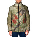 Australia Eastern Spinebill Padded Jacket Aussie Honeyeater Bottlebrush Indigenous Art - Aussie Hoodie