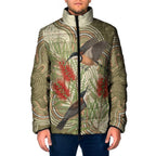 Australia Eastern Spinebill Padded Jacket Aussie Honeyeater Bottlebrush Indigenous Art - Aussie Hoodie