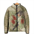 Australia Eastern Spinebill Padded Jacket Aussie Honeyeater Bottlebrush Indigenous Art - Aussie Hoodie