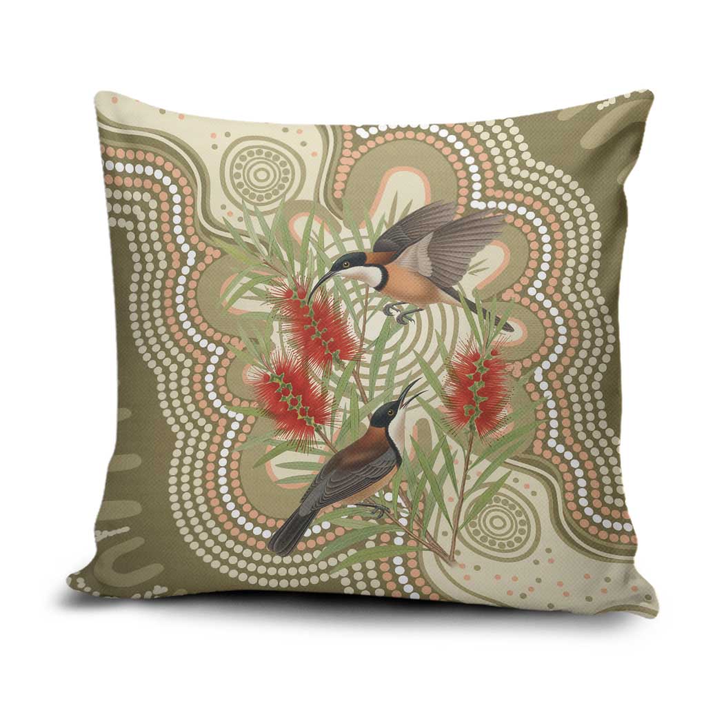 Australia Eastern Spinebill Pillow Cover Aussie Honeyeater Bottlebrush Indigenous Art - Aussie Hoodie
