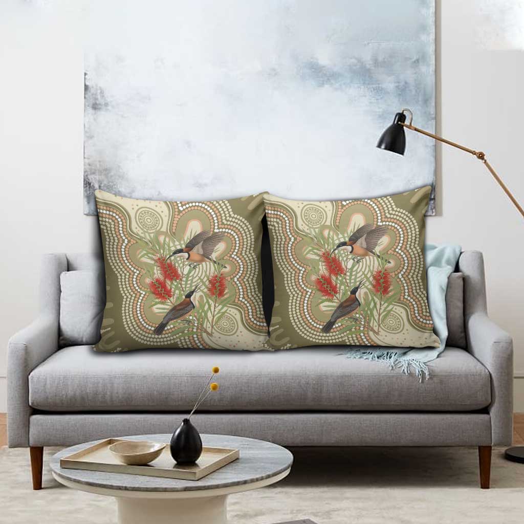 Australia Eastern Spinebill Pillow Cover Aussie Honeyeater Bottlebrush Indigenous Art - Aussie Hoodie