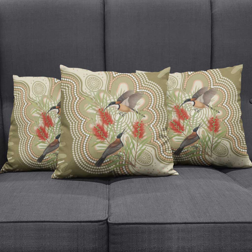 Australia Eastern Spinebill Pillow Cover Aussie Honeyeater Bottlebrush Indigenous Art - Aussie Hoodie
