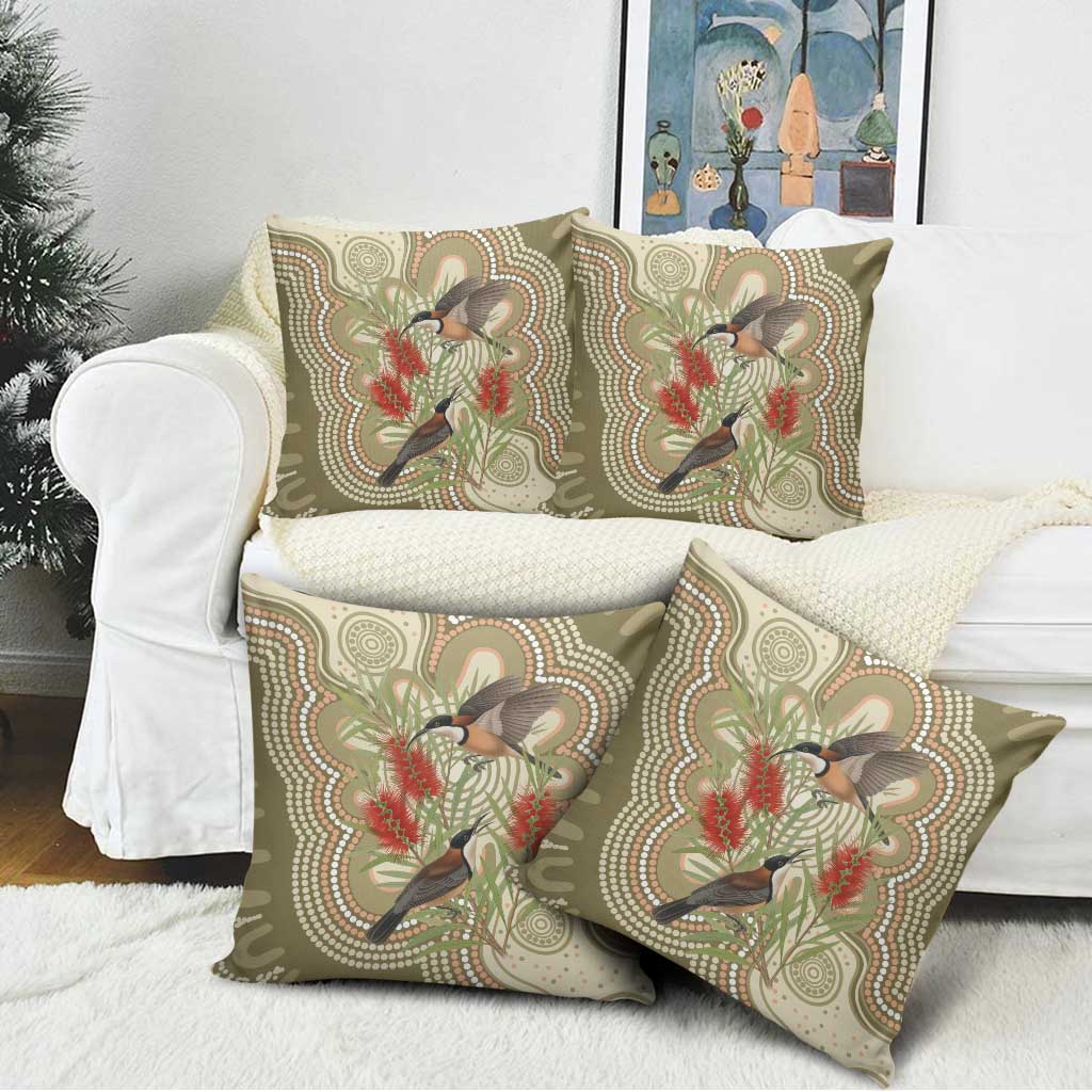 Australia Eastern Spinebill Pillow Cover Aussie Honeyeater Bottlebrush Indigenous Art - Aussie Hoodie