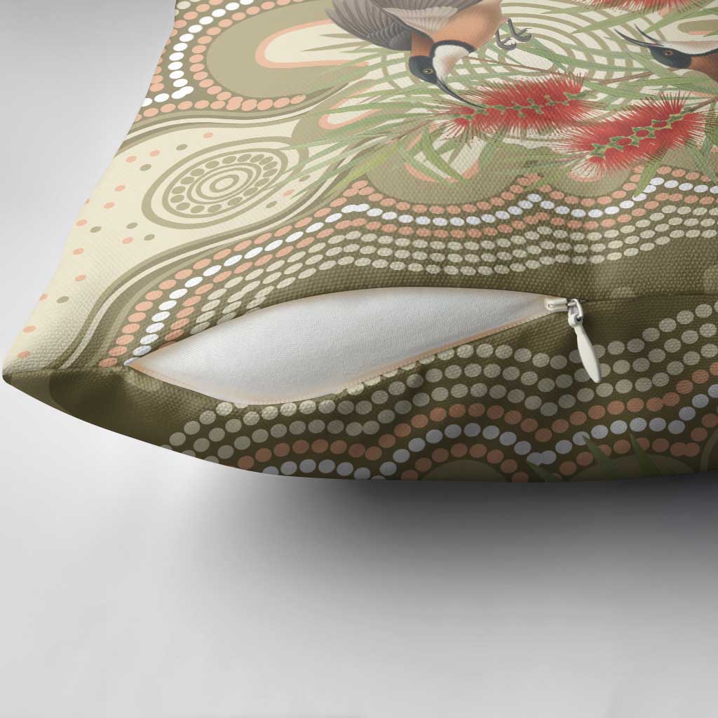 Australia Eastern Spinebill Pillow Cover Aussie Honeyeater Bottlebrush Indigenous Art - Aussie Hoodie