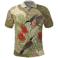 Australia Eastern Spinebill Polo Shirt Aussie Honeyeater Bottlebrush Indigenous Art - Aussie Hoodie