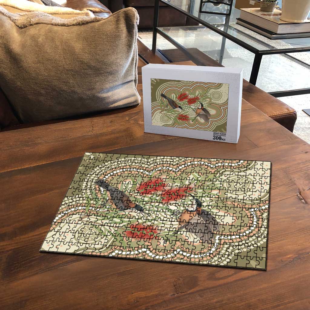 Australia Eastern Spinebill Puzzle Aussie Honeyeater Bottlebrush Indigenous Art - Aussie Hoodie