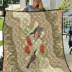 Australia Eastern Spinebill Quilt Aussie Honeyeater Bottlebrush Indigenous Art - Aussie Hoodie