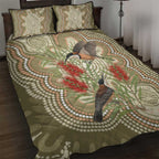 Australia Eastern Spinebill Quilt Bed Set Aussie Honeyeater Bottlebrush Indigenous Art - Aussie Hoodie