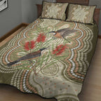Australia Eastern Spinebill Quilt Bed Set Aussie Honeyeater Bottlebrush Indigenous Art - Aussie Hoodie