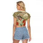 Australia Eastern Spinebill Raglan Cropped T Shirt Aussie Honeyeater Bottlebrush Indigenous Art - Aussie Hoodie