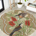 Australia Eastern Spinebill Round Carpet Aussie Honeyeater Bottlebrush Indigenous Art - Aussie Hoodie