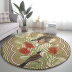 Australia Eastern Spinebill Round Carpet Aussie Honeyeater Bottlebrush Indigenous Art - Aussie Hoodie