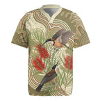 Australia Eastern Spinebill Rugby Jersey Aussie Honeyeater Bottlebrush Indigenous Art - Aussie Hoodie
