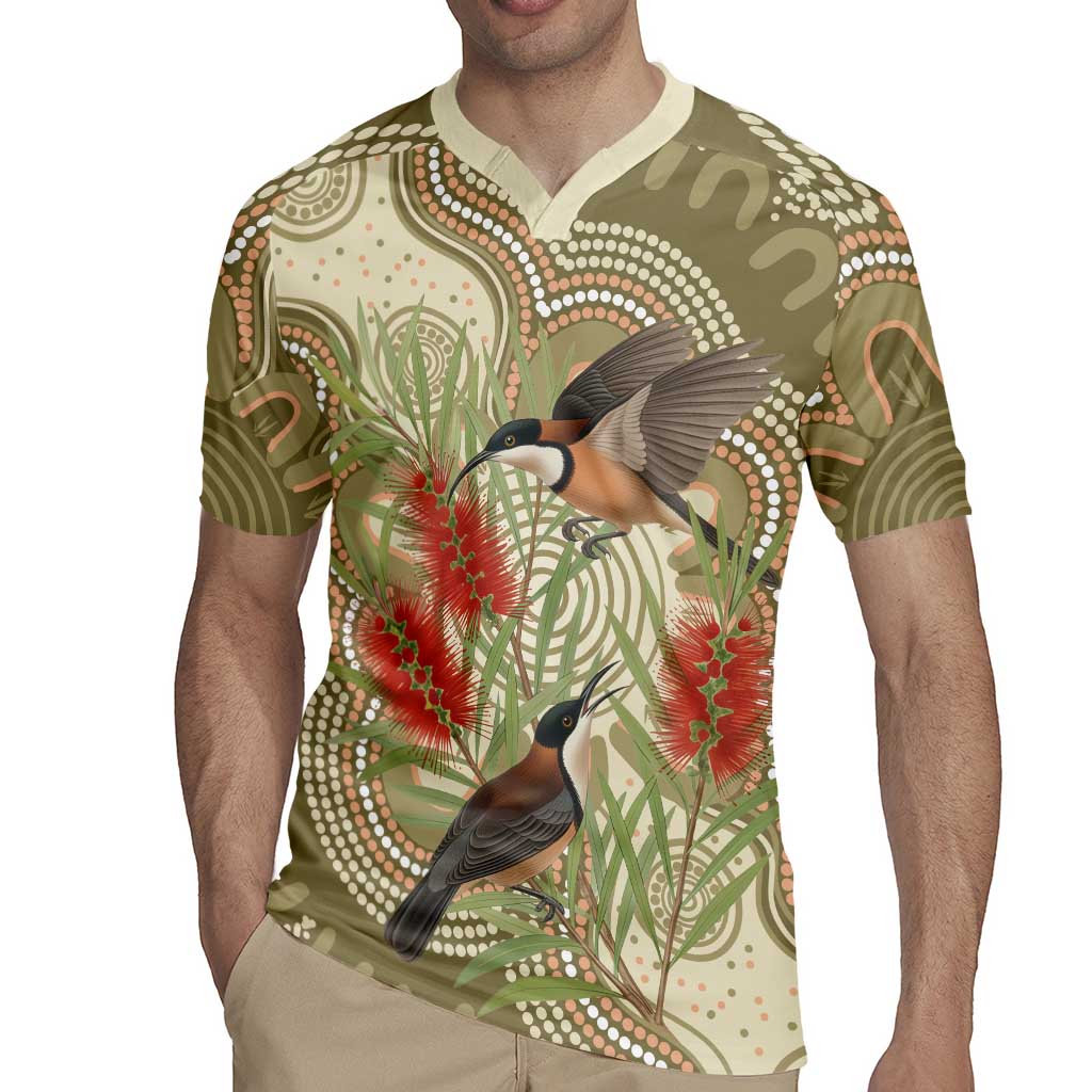 Australia Eastern Spinebill Rugby Jersey Aussie Honeyeater Bottlebrush Indigenous Art - Aussie Hoodie