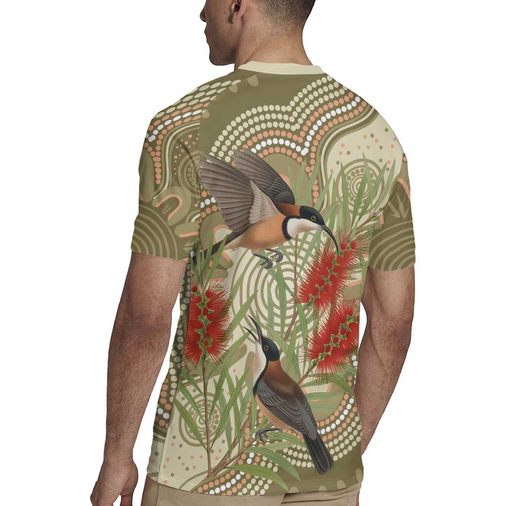 Australia Eastern Spinebill Rugby Jersey Aussie Honeyeater Bottlebrush Indigenous Art - Aussie Hoodie