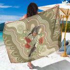 Australia Eastern Spinebill Sarong Aussie Honeyeater Bottlebrush Indigenous Art - Aussie Hoodie