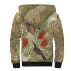 Australia Eastern Spinebill Sherpa Hoodie Aussie Honeyeater Bottlebrush Indigenous Art - Aussie Hoodie