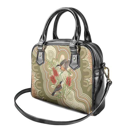 Australia Eastern Spinebill Shoulder Handbag Aussie Honeyeater Bottlebrush Indigenous Art - Aussie Hoodie