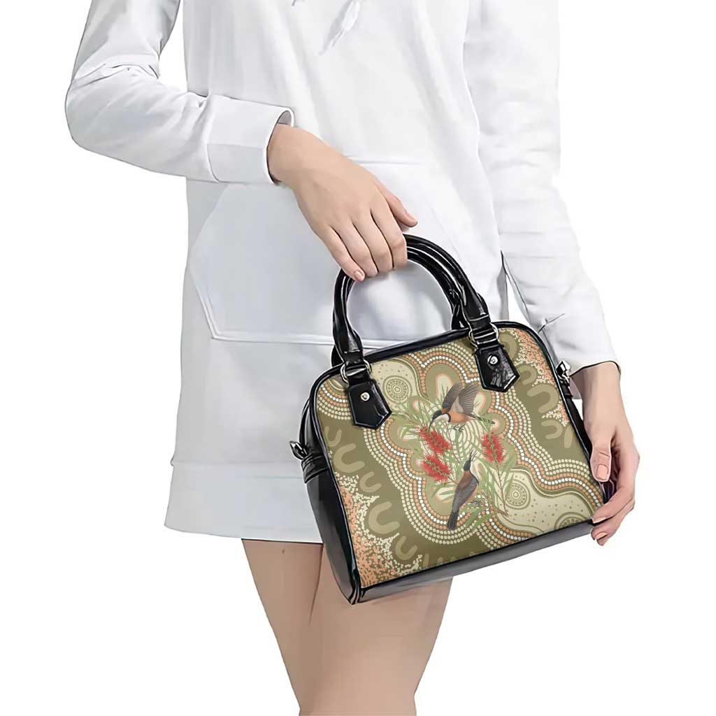 Australia Eastern Spinebill Shoulder Handbag Aussie Honeyeater Bottlebrush Indigenous Art - Aussie Hoodie