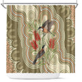 Australia Eastern Spinebill Shower Curtain Aussie Honeyeater Bottlebrush Indigenous Art - Aussie Hoodie