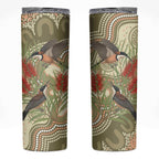 Australia Eastern Spinebill Skinny Tumbler Aussie Honeyeater Bottlebrush Indigenous Art - Aussie Hoodie