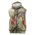 Australia Eastern Spinebill Sleeveless Zip Hoodie Aussie Honeyeater Bottlebrush Indigenous Art - Aussie Hoodie