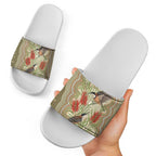 Australia Eastern Spinebill Slide Sandals Aussie Honeyeater Bottlebrush Indigenous Art - Aussie Hoodie