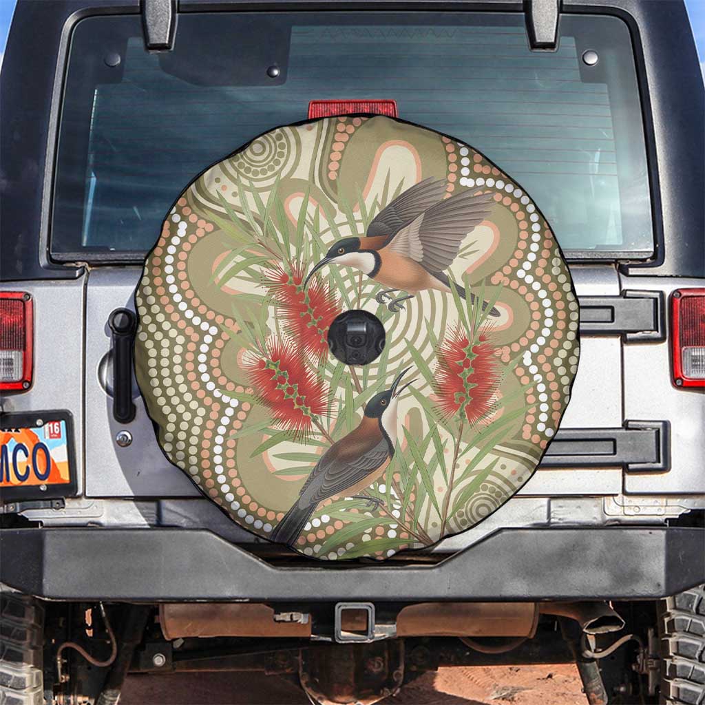 Australia Eastern Spinebill Spare Tire Cover Aussie Honeyeater Bottlebrush Indigenous Art - Aussie Hoodie