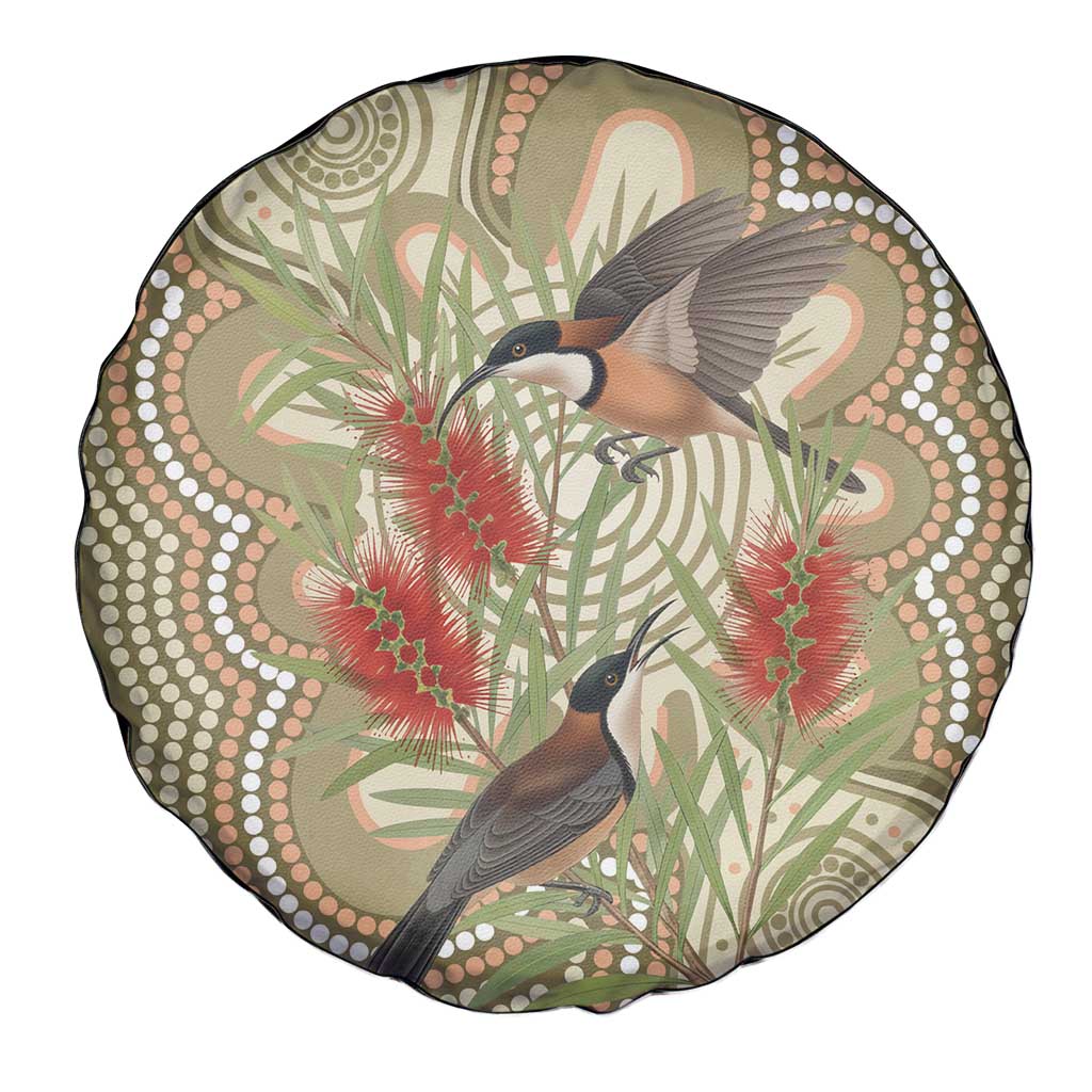 Australia Eastern Spinebill Spare Tire Cover Aussie Honeyeater Bottlebrush Indigenous Art - Aussie Hoodie