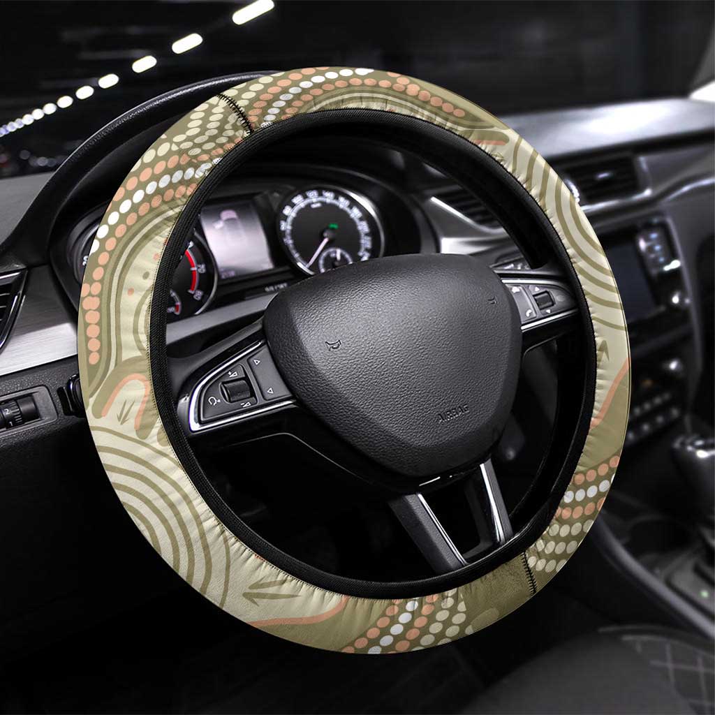 Australia Eastern Spinebill Steering Wheel Cover Aussie Honeyeater Bottlebrush Indigenous Art - Aussie Hoodie