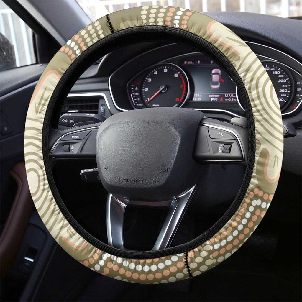 Australia Eastern Spinebill Steering Wheel Cover Aussie Honeyeater Bottlebrush Indigenous Art - Aussie Hoodie