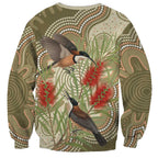 Australia Eastern Spinebill Sweatshirt Aussie Honeyeater Bottlebrush Indigenous Art - Aussie Hoodie
