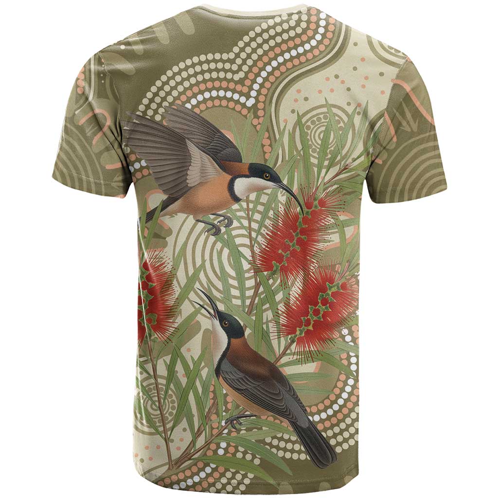 Australia Eastern Spinebill T Shirt Aussie Honeyeater Bottlebrush Indigenous Art - Aussie Hoodie